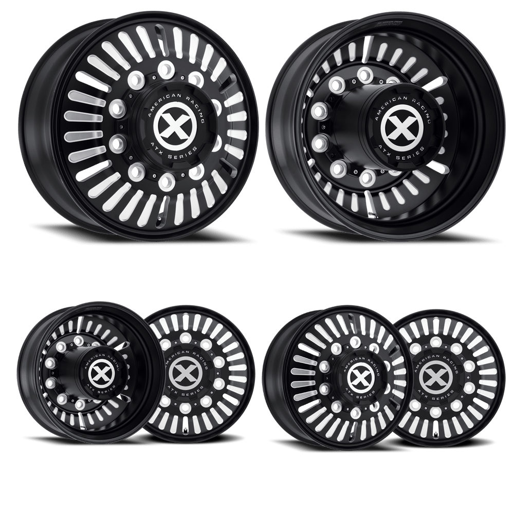 6 AMERICAN RACING ATX Roulette 22.5″ x 8.25″ Satin Black - | Dually Proz