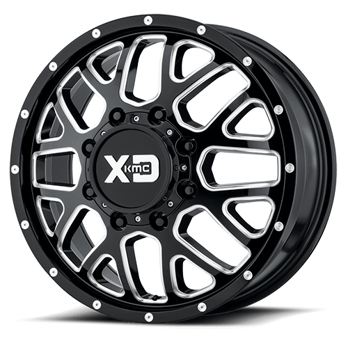 Grenade Dually XD843 Gloss Black Milled 8 lug Front 0001