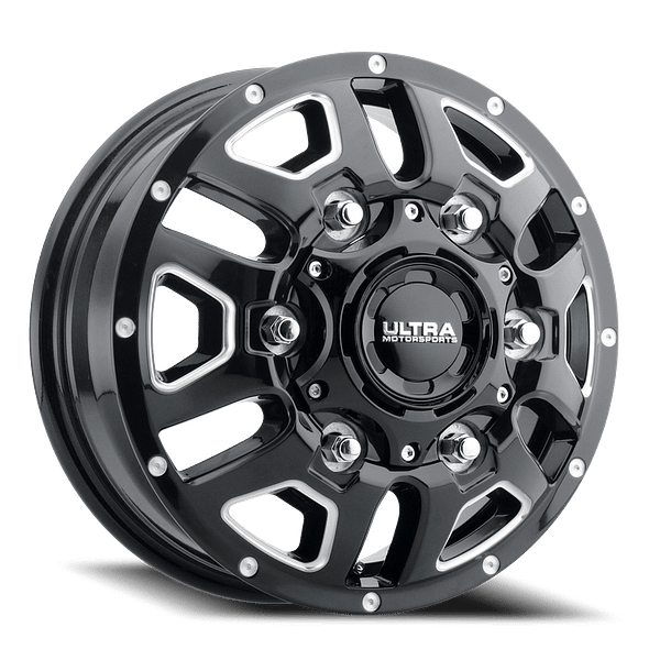 Hunter Truck Dually 003 GB M Gloss Black Milled Accents Clear Coat 8 lug Front 0001