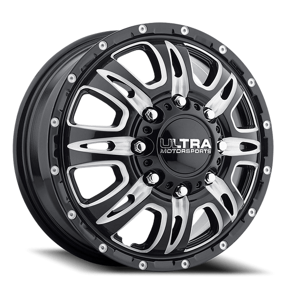 Predator Dually 049 GB M Gloss Black Milled Accents Clear Coat 8 lug Front 0001