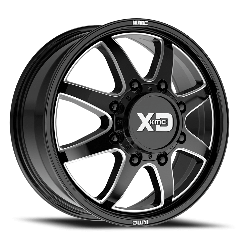 Pike Dually XD845 Gloss Black Milled 8 lug Front 0001