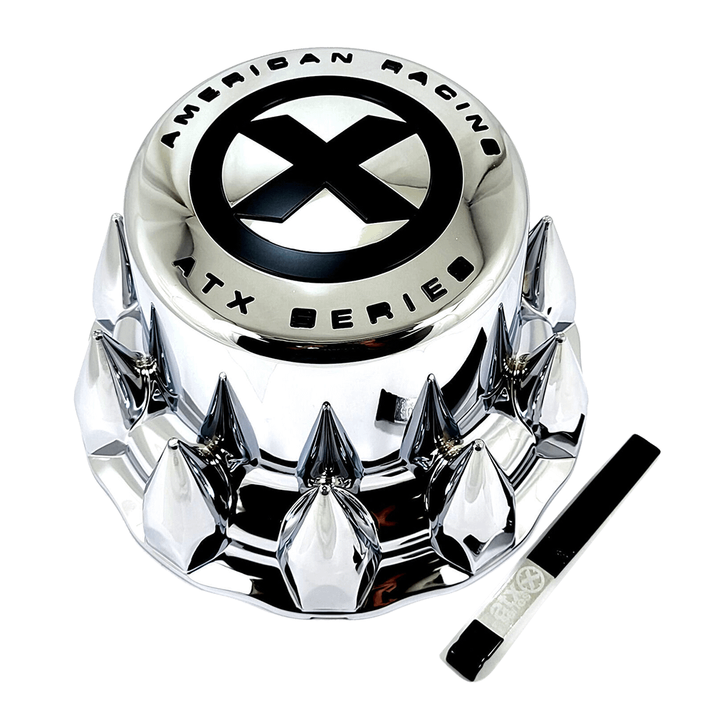 American Racing ATX Series Full Rear Snap on Cap Cover Spike Chrome