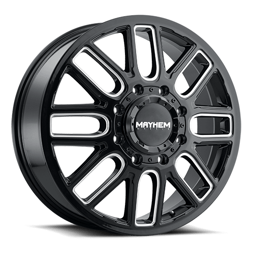 Cogent Dually 8107D Gloss Black Milled Spokes 8 lug Front 0001