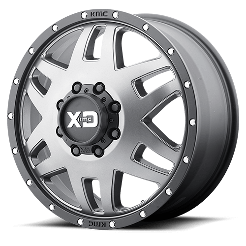 Machete Dually XD130 Matte Gray Black Ring 8 lug Front 0001