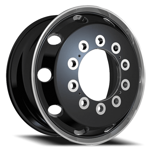 AO404 Journey GB Satin Black Polished Lip 10 lug Front 0001