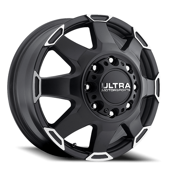 Phantom Dually 025 Satin Black Diamond Cut Accents Satin Clear Coat 8 lug Front 0001