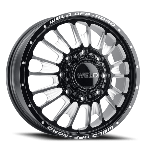 Scorch Dually Gloss Black Milled 8 lug Front 0001