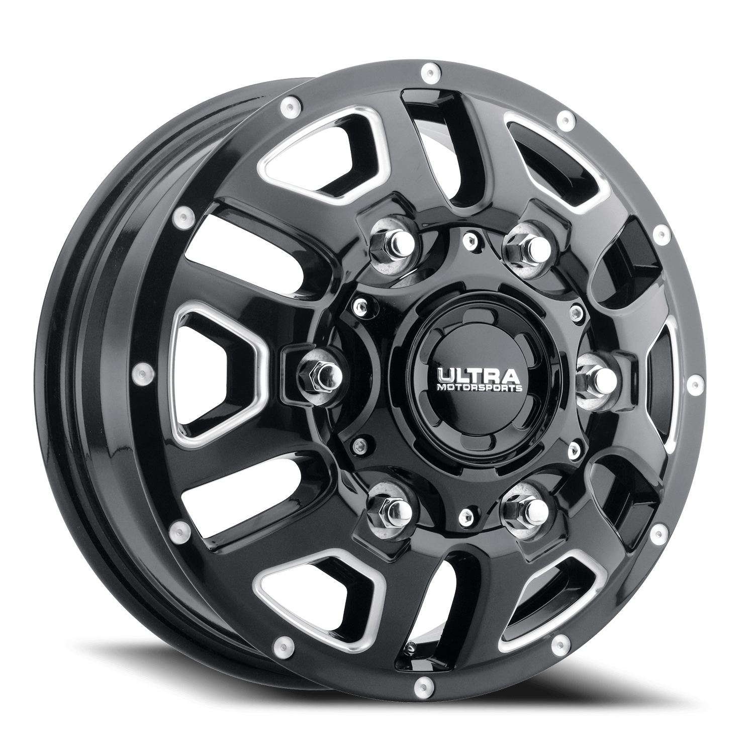 Ultra Hunter Truck Dually 003 GBM Rims & Wheels Gloss Black w/ Milled