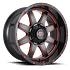 804CHROME - Gloss Black w/ Red Milled, 20'' x 10'', 5x139.7 5x150