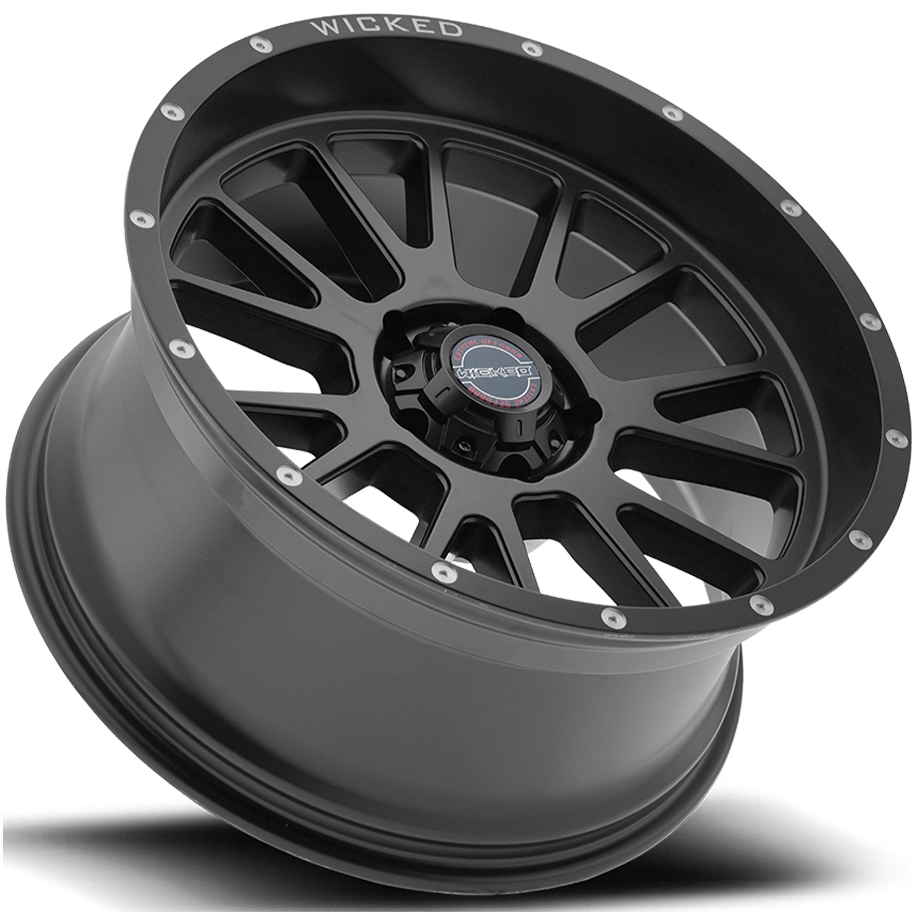 W907 Satin Black W Milled Dimples WICKED OFF ROAD WHEELS